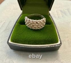 Ancienne Bague Argent Massif Moderniste Monture Ouvragé Poinçons