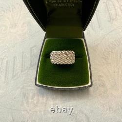 Ancienne Bague Argent Massif Moderniste Monture Ouvragé Poinçons