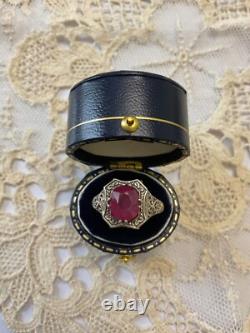 Ancienne Bague Argent Massif Ouvragée Véritable Rubis Imposant
