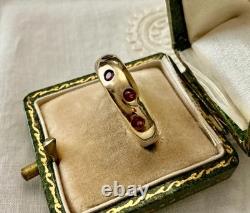 Ancienne Bague Argent Vermeil Grenat Rose Rare Haute Couture Design