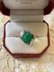 Ancienne Bague Art Deco Argent Massif Cabochon Emeraude Véritable