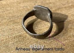 Ancienne Bague Byzantine, Argent Massif, I200 Siècle ap JC, Gravée Oiseau