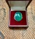 Ancienne Bague Ciselures Argent Massif Ouvragé Véritable Jade Imposante