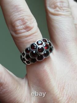 Ancienne Bague En Argent Massif Silver Ring 925 Grena Alliance Anneaux Créateur