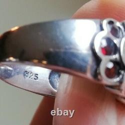 Ancienne Bague En Argent Massif Silver Ring 925 Grena Alliance Anneaux Créateur