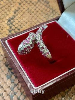 Ancienne Bague Large Argent Massif Or Blanc Vermeil Rubis Veritables