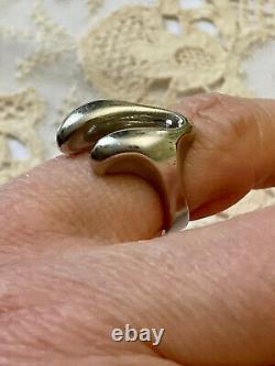 Ancienne Bague Moderniste Argent Massif Scandinave