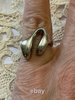 Ancienne Bague Moderniste Argent Massif Scandinave