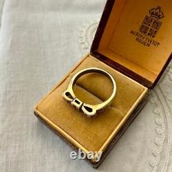 Ancienne Bague Noeud Argent Massif Or 9 Rubis Poinçon Beau Design
