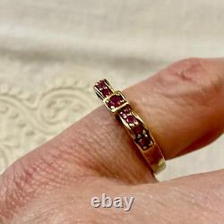 Ancienne Bague Noeud Argent Massif Or 9 Rubis Poinçon Beau Design