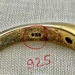 Ancienne Bague Noeud Argent Massif Or 9 Rubis Poinçon Beau Design