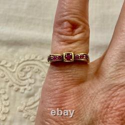 Ancienne Bague Noeud Argent Massif Or 9 Rubis Poinçon Beau Design