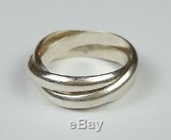 Ancienne Bague Type Cartier Trinity Argent Massif Taille 58 Silver Ring 8.5