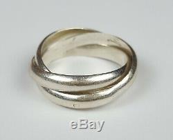 Ancienne Bague Type Cartier Trinity Argent Massif Taille 58 Silver Ring 8.5