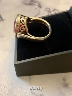 Ancienne Bague Unique Argent Massif Ouvragée Art Deco- Pierre Cornaline -t52