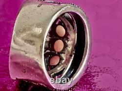 Ancienne Bague argent massif Art Deco opales & marcassites taille 59 (1,8 mm)