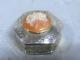 Ancienne Boite A Pilule Argent Massif Hexagonale Camée Fleur Silver Box