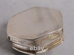 Ancienne Boite A Pilule Argent Massif Hexagonale Camée Fleur Silver Box