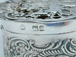Ancienne Boîte À Pilules Anglaise Argent Massif Décoré Carrosse Maison Silver