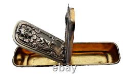 Ancienne Boite A Tabac A Priser Argent Massif A Decor D'animaux