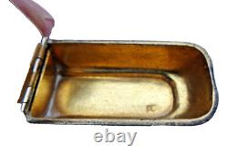 Ancienne Boite A Tabac A Priser Argent Massif A Decor D'animaux