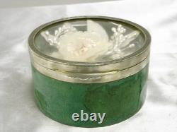 Ancienne Boite Arent Massif Galuchat Diorama Fixe Sous Verre Coffret