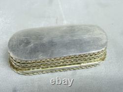 Ancienne Boite Coffret Argent Massif Decor Tressé Silver Box