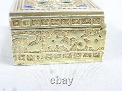 Ancienne Boite Coffret Vermeil Or Sur Argent Massif Émaille Enamel Russe 84