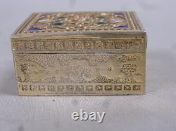 Ancienne Boite Coffret Vermeil Or Sur Argent Massif Émaille Enamel Russe 84