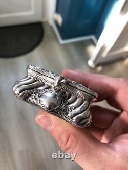 Ancienne Boite Pilules Argent Massif XVIIIème Hanau 66,4g Scène galante