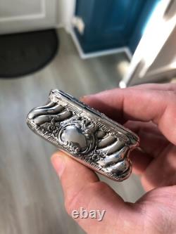 Ancienne Boite Pilules Argent Massif XVIIIème Hanau 66,4g Scène galante
