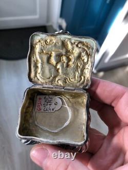 Ancienne Boite Pilules Argent Massif XVIIIème Hanau 66,4g Scène galante