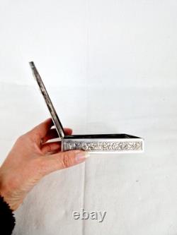 Ancienne Boite Rectangulaire En Argent Massif Et Bois Asie Art Nouveau