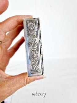 Ancienne Boite Rectangulaire En Argent Massif Et Bois Asie Art Nouveau