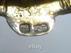Ancienne Boite Vermeil Or Sur Argent Massif Émaille Bleu Silver Box