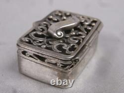 Ancienne Boite Vinaigrette Grillon Coffret Argent Massif Silver Box