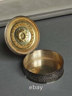 Ancienne Boîte à Pilules en Argent à déco style néo-classique vers 1900, 33g