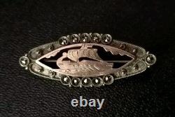 Ancienne Broche Drakkar Époque Art Déco Or Et Argent Massif