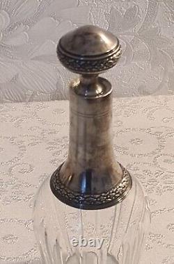 Ancienne Carafe Cristal En Argent Massif Avec 3 Verres cristal