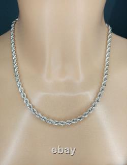 Ancienne Chaîne Maille Corde En Argent Massif 925