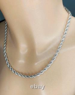 Ancienne Chaîne Maille Corde En Argent Massif 925