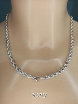 Ancienne Chaîne Maille Corde En Argent Massif 925