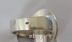 Ancienne Chevalière Argent Massif Or 18k Sceau Armoiries Couronne Comtale