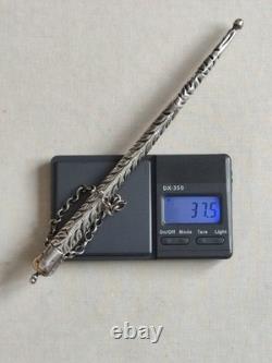 Ancienne Main de lecture Yad Torah en Argent massif à déco estampé 37,5g