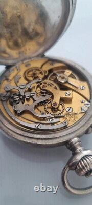 Ancienne Montre Gousset Chronographe Argent Massif MOERIS