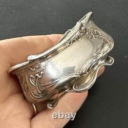 Ancienne Paire De Salerons Salière Poivrière En Argent Massif Art Nouveau 1900