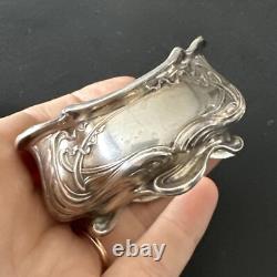 Ancienne Paire De Salerons Salière Poivrière En Argent Massif Art Nouveau 1900
