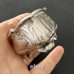 Ancienne Paire De Salerons Salière Poivrière En Argent Massif Art Nouveau 1900