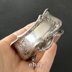 Ancienne Paire De Salerons Salière Poivrière En Argent Massif Art Nouveau 1900