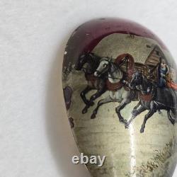 Ancienne Petite Cuillère En Argent Russe, Polychrome